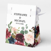 Burgundy Red Navy Floral Rustic Boho Wedding Bedankdoosjes (Achterkant)