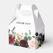 Burgundy Red Navy Floral Rustic Boho Wedding Bedankdoosjes (Achterkant)