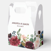 Burgundy Red Navy Floral Rustic Boho Wedding Bedankdoosjes (Geopend)