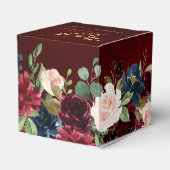 Burgundy Red Navy Floral Rustic Boho Wedding Bedankdoosjes (Achterkant)