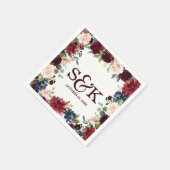 Burgundy Red Navy Floral Rustic Boho Wedding Servet (Hoek)