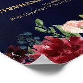 Burgundy Red Navy Floral Rustic Boho Wedding Sign Poster (Hoek)