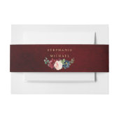 Burgundy Red Navy Floral Rustic Boho Wedding Uitnodigingen Wikkel (Voorkant Voorbeeld)