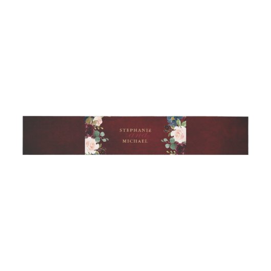 Burgundy Red Navy Floral Rustic Boho Wedding Uitnodigingen Wikkel (Vlak)