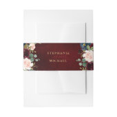 Burgundy Red Navy Floral Rustic Boho Wedding Uitnodigingen Wikkel (Voorkant Voorbeeld)