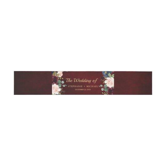 Burgundy Red Navy Floral Rustic Boho Wedding Uitnodigingen Wikkel (Vlak)