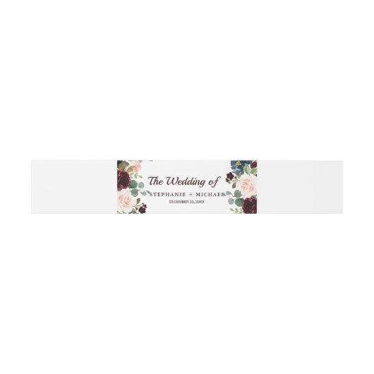 Burgundy Red Navy Floral Rustic Boho Wedding Uitnodigingen Wikkel (Vlak)