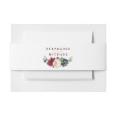 Burgundy Red Navy Floral Rustic Boho Wedding Uitnodigingen Wikkel (Voorkant Voorbeeld)
