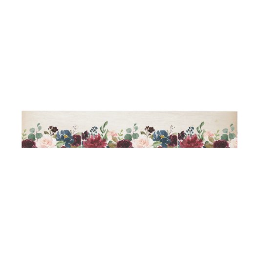 Burgundy Red Navy Floral Rustic Boho Wedding Uitnodigingen Wikkel (Vlak)