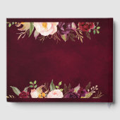 Burgundy Red Navy Floral Rustic Weddenschap Gastenboek (Achterkant)