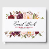 Burgundy Red Navy Floral Rustic Weddenschap Gastenboek (Voorkant)