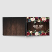 Burgundy Red Navy Floral Rustic Weddenschap Gastenboek (Volledig)