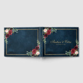Burgundy Red Navy Floral Rustic Weddenschap Gastenboek (Volledig)