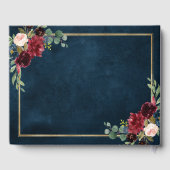 Burgundy Red Navy Floral Rustic Weddenschap Gastenboek (Achterkant)
