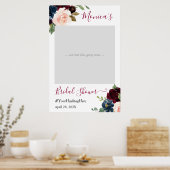 Burgundy Red Navy Floral Vrijgezellenfeest Foto Bo Poster (Keuken)