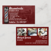 burgundy red omgeven foto barber visitekaartje (Voorkant / Achterkant)