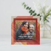 Burgundy Red Oranje Pink Herfst Foto Save the Date (Staand voorkant)