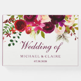 Burgundy Red Paars Floral Boho Wedding Guest Book Gastenboek