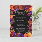 Burgundy Red Paars Oranje Floral Brunch Bubble Kaart (Staand voorkant)