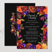 Burgundy Red Paars Oranje Floral Brunch Bubble Kaart (Voorkant / Achterkant)