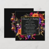 Burgundy Red Paars Oranje Floral Brunch Bubble Kaart (Voorkant / Achterkant)