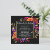 Burgundy Red Paars Oranje Floral Brunch Bubble Kaart (Staand voorkant)