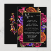 Burgundy Red Paars Oranje Floral Menu Kaart (Voorkant / Achterkant)