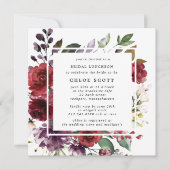 Burgundy Red Paars Roos Floral Bridal Luncheon Kaart (Voorkant)
