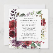 Burgundy Red Paarse Floral Brunch Bubble Shower Kaart (Voorkant)