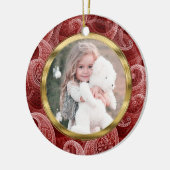 Burgundy Red Paisley - Aangepaste foto en tekst Keramisch Ornament (Links)