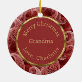 Burgundy Red Paisley - Aangepaste foto en tekst Keramisch Ornament (Achterkant)