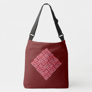 "BURGUNDY RED PATCHWORK QUILT SQUARE" CROSSBODY TAS