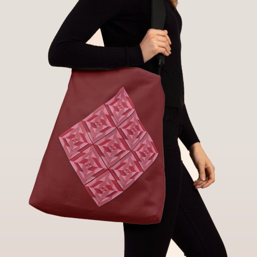 "BURGUNDY RED PATCHWORK QUILT SQUARE" CROSSBODY TAS (Dichtbij)