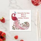 Burgundy Red Peacock personaliseer of pas aan Servet (Insitu)