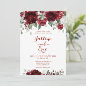 Burgundy Red Peony Epiphany II Weddenschap Kaart (Staand voorkant)