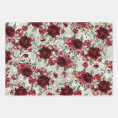 Burgundy Red Peony Silver Eucalyptus Greenery Inpakpapier Vel (Voorkant)