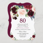 Burgundy Red Pink Floral 80th Birthday Party Kaart<br><div class="desc">Burgundy Red Pink Floral 80th Birthday Party Invitation Bekijk collectie in Niche en Nest Store We hebben ook genoeg andere uitnodigingen en collecties.</div>