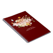 Burgundy Red Pink Floral Custom Blessings Journal Notitieboek (Rechterzijde)
