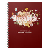 Burgundy Red Pink Floral Custom Blessings Journal Notitieboek (Voorkant)