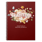 Burgundy Red Pink Floral Custom Gratitude Journal Notitieboek (Voorkant)