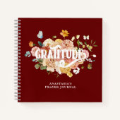 Burgundy Red Pink Floral Custom Gratitude Journal Notitieboek (Voorkant)