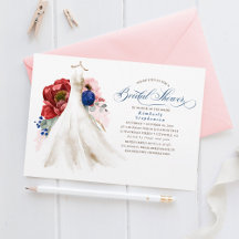 Burgundy Red Pink Navy Blue Floral Vrijgezellenfee