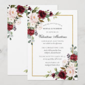 Burgundy Red Pink Rose Floral Bridal Luncheon Kaart (Voorkant / Achterkant)