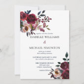Burgundy Red Pink Rose Floral Wedding Kaart (Voorkant)