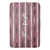 Burgundy Red Pink Rose Gold Glitter Stripes Badmat (Voorkant Verticaal)