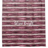 Burgundy Red Pink Rose Gold Glitter Stripes Douchegordijn (Voorkant)