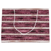 Burgundy Red Pink Rose Gold Glitter Stripes Groot Cadeauzakje (Voorkant)