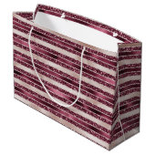 Burgundy Red Pink Rose Gold Glitter Stripes Groot Cadeauzakje (Achterkant Gekanteld)