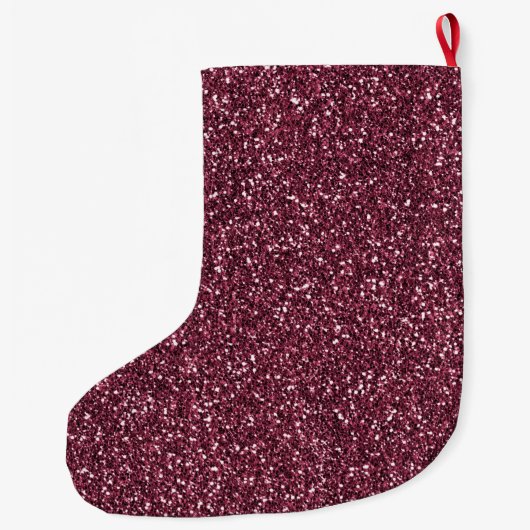 Burgundy Red Pink Rose Gold Glitter Stripes       Grote Kerstsok (Achterkant)