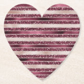 Burgundy Red Pink Rose Gold Glitter Stripes Kartonnen Onderzetters (Voorkant)